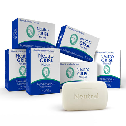 Grisi Neutral Bar Soap |Hypoallergenic | 3.5 oz | 6-Pack Grisi