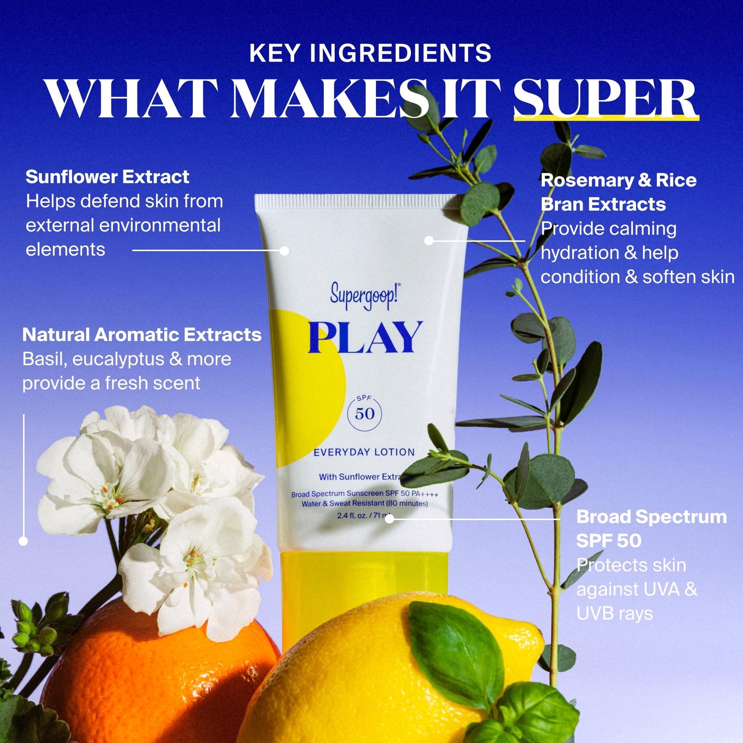 Supergoop! PLAY Everyday Lotion SPF 50 - Broad Spectrum Body & Face Sunscreen - Great for Active Days - Fast Absorbing Supergoop!