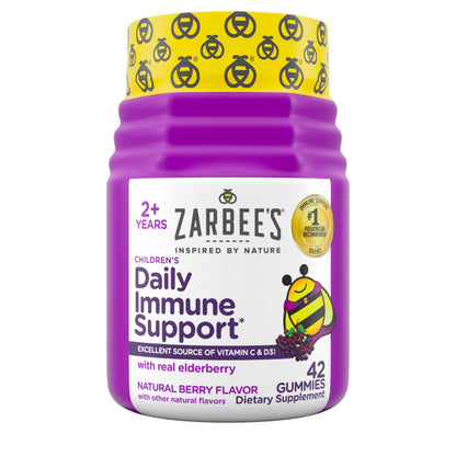 Zarbee’s Kids Elderberry Immune Support Supplement Gummies, Vitamins A C D3 E & Zinc, Elderberry Extract, Gluten & Gelatin Free Zarbee's
