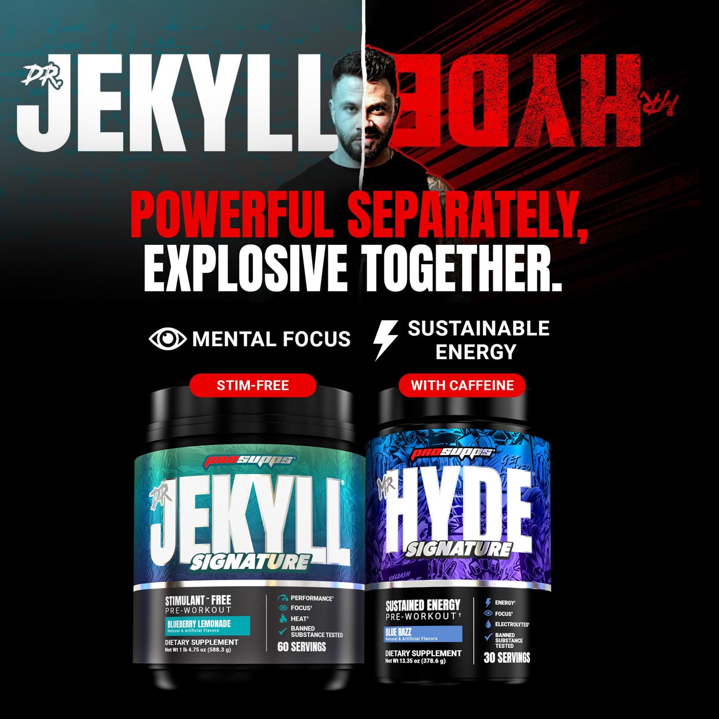 ProSupps Mr. Hyde Max Pump Pre Workout Powder - Stim-Free Preworkout Supports Blood Flow, Muscle Volume & Endurance - Caffeine-Free Nitric Oxide Gym & Fitness Supplements (Blue Razz, 20 Servings)