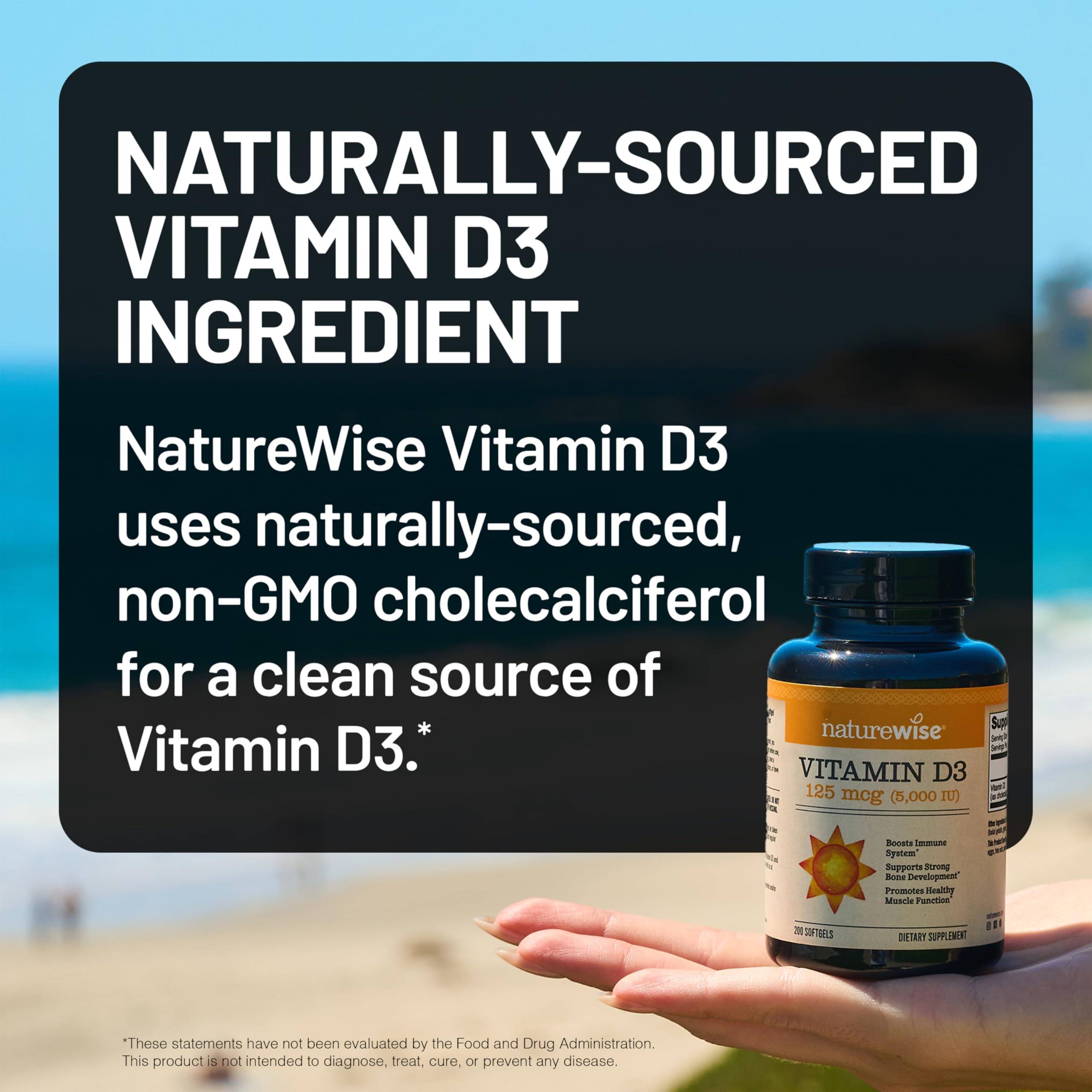 NatureWise Vitamin D3 5000iu (125 mcg) 1 Year Supply for Immune Support, Healthy Muscle Function, and Bone Health - Non-GMO