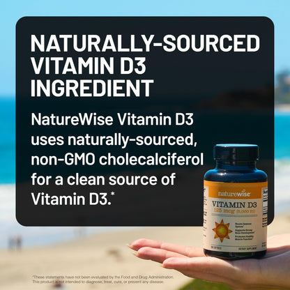 NatureWise Vitamin D3 5000iu (125 mcg) 1 Year Supply for Immune Support, Healthy Muscle Function, and Bone Health - Non-GMO NatureWise