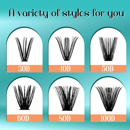 GEMERRY DIY Lash Clusters Kit 80D Bond Seal 280 PCS D Curl 10-18MIX GEMERRY