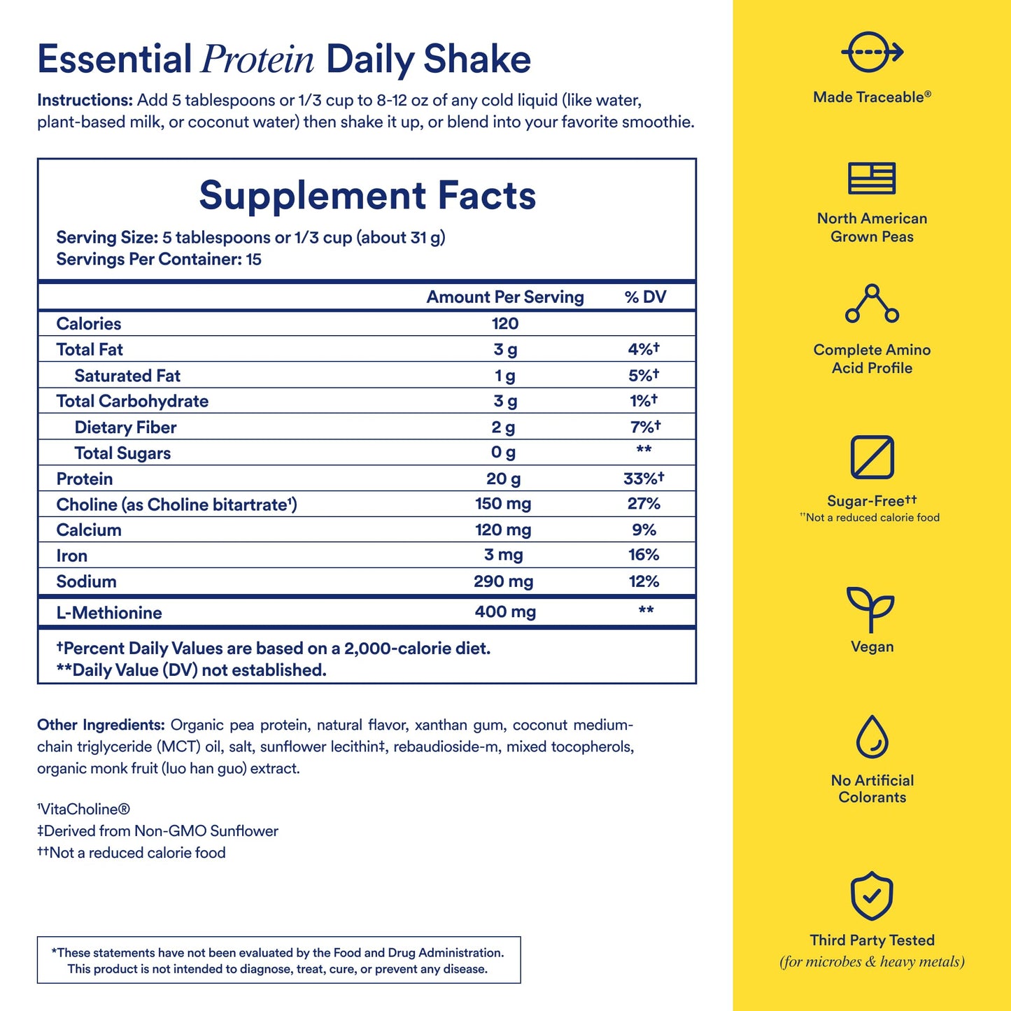 Ritual Vegan Protein Powder - 20g Pea Protein with BCAA Complete Amino Acid Profile - Supports Lean Muscle* - Plant-Based Protein - Tested for Heavy Metals - Sugar-Free** - Non-GMO - Vanilla - 1 Lbs