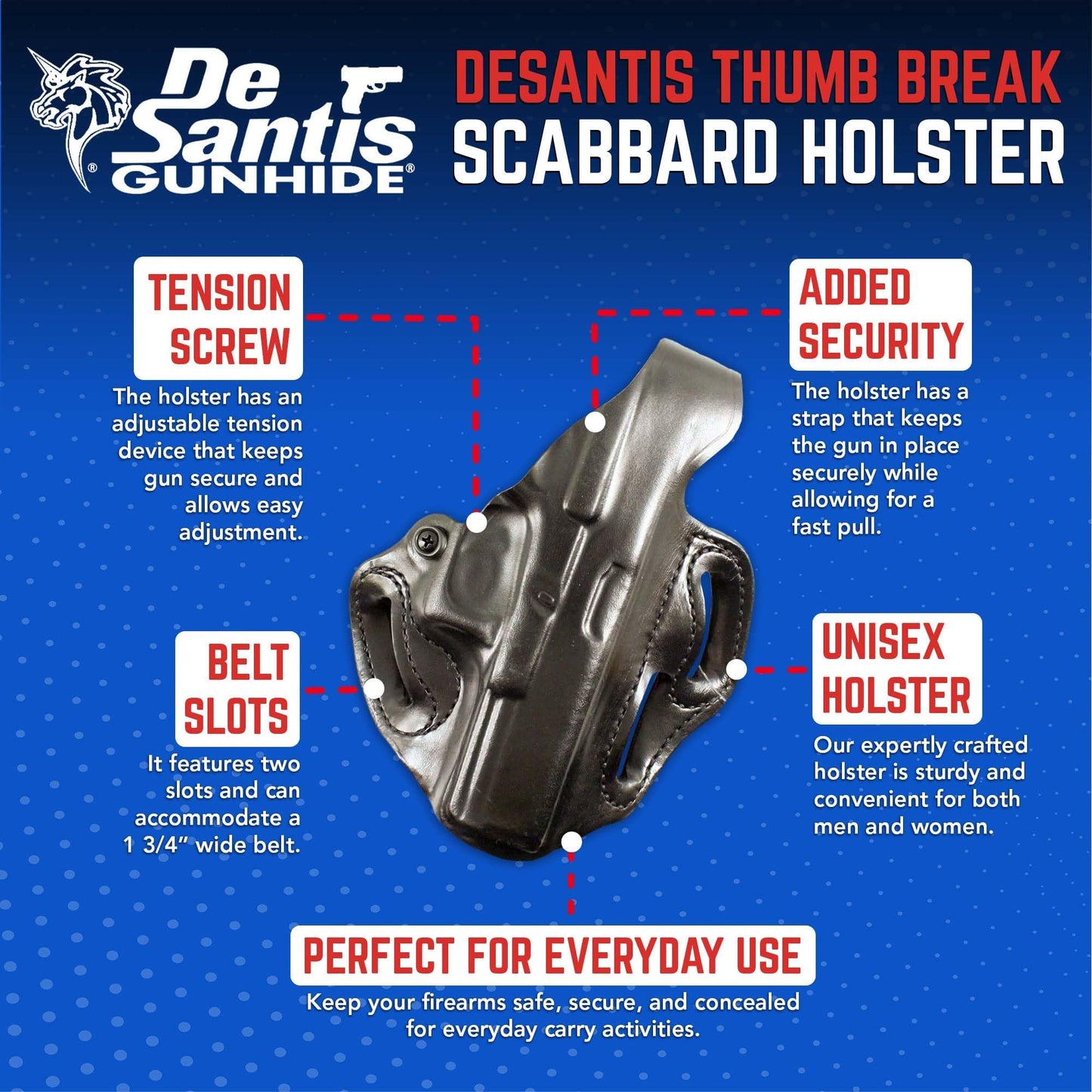 DeSantis Thumb Break Scabbard - OWB Gun Holster for Men and Women, Leather Belt Slide Holster for Pistols, Exact Molding, Secure and Highly Concealable OWB Carry Gsupps Australia