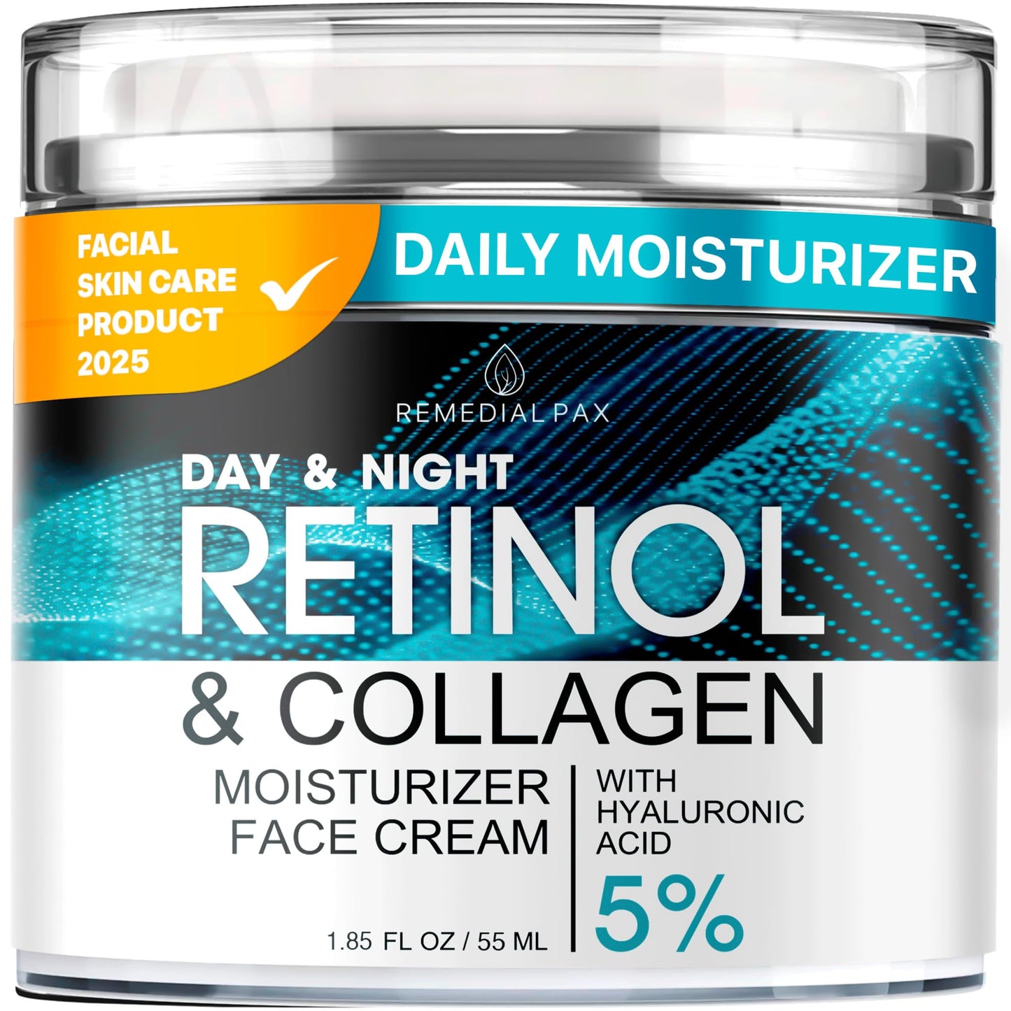 Face Moisturizer Retinol Cream, Anti Aging Neck Firming Cream, Collagen Day & Night Face Cream with Hyaluronic Acid for Women & Men, 1.85 Fl Oz REMEDIAL PURITY AESTHETICS EXPERIENCE