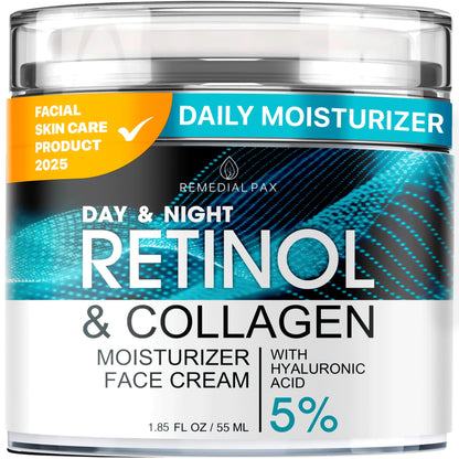 Face Moisturizer Retinol Cream, Anti Aging Neck Firming Cream, Collagen Day & Night Face Cream with Hyaluronic Acid for Women & Men, 1.85 Fl Oz REMEDIAL PURITY AESTHETICS EXPERIENCE