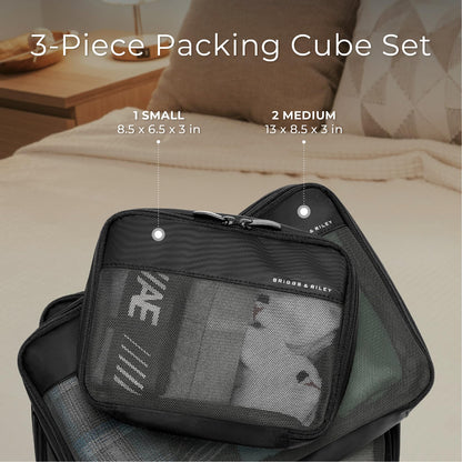 Briggs & Riley Compression Packing Cube Set for Women & Men - Bag Organizer for Checked Suitcase & Luggage, Pack Accessories for Vacation - 3-Piece, Black Gsupps Australia
