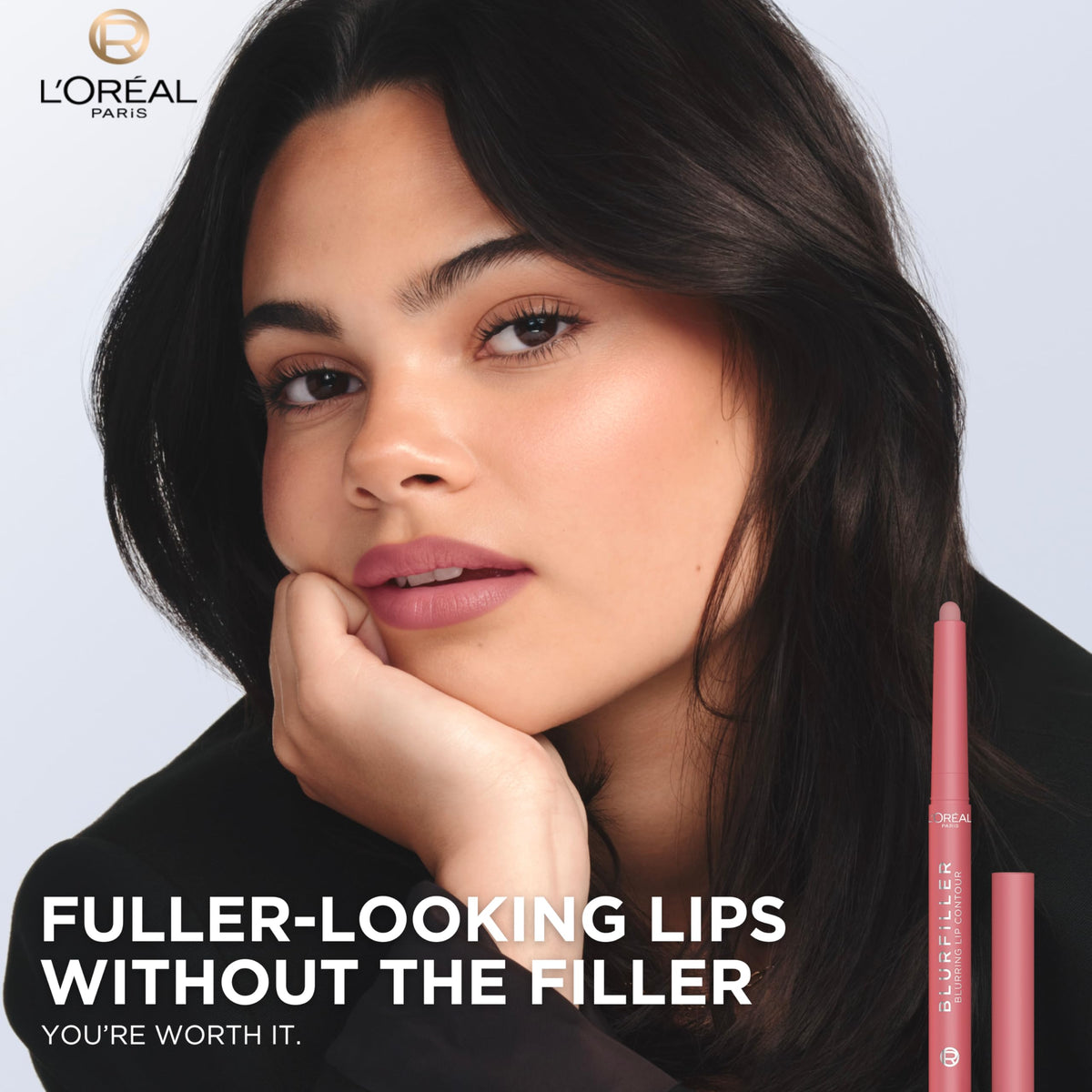 L'Oreal Paris Blurfiller Lip Liner, Lightweight, Buildable, and Sculpting Lip Pencil, Line, Define, and Contour for Fuller-Looking Lips, Nude Espresso, 0.21 oz L'Oreal Paris