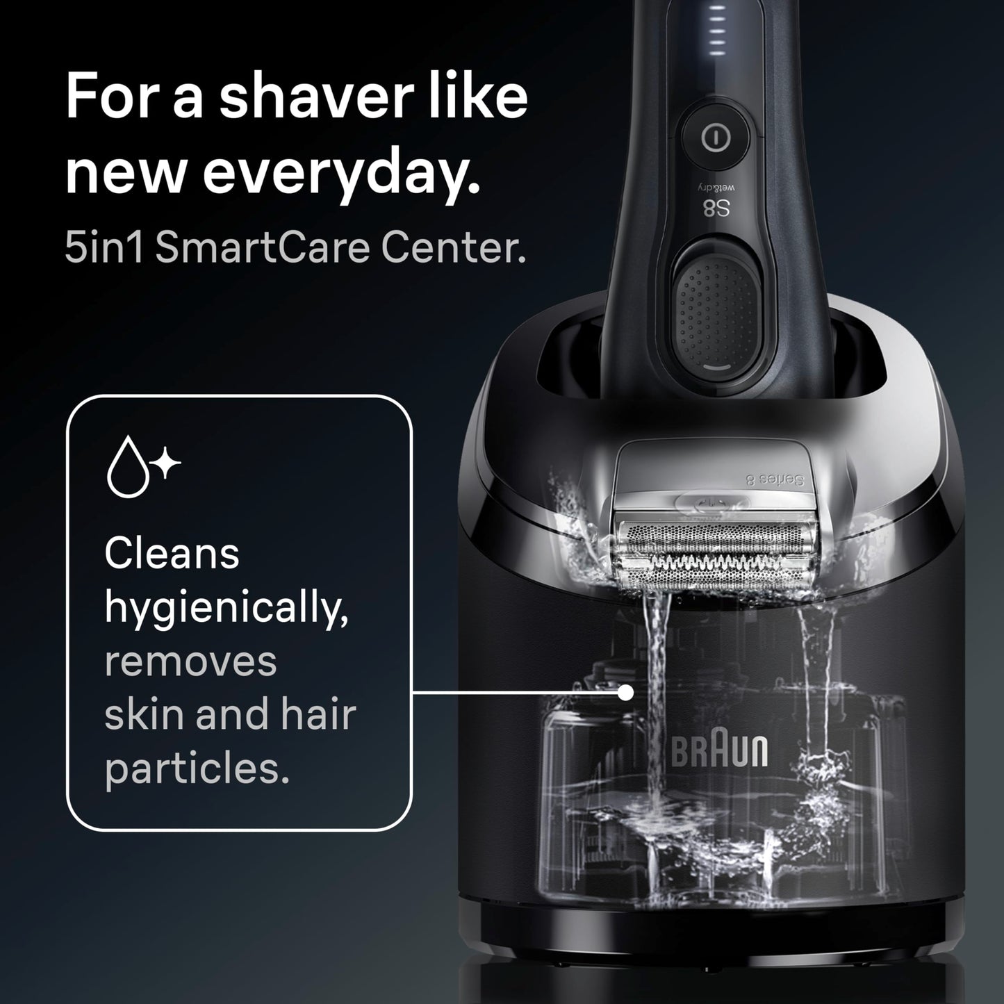 Braun Series 8 Electric Razor for Men, with 4+1 Shaving Elements & Precision Long Hair Trimmer, Close & Gentle Even on Dense Beards, Wet & Dry Electric Razor with 60min Runtime, 8517s Galvano Silver Gsupps Australia