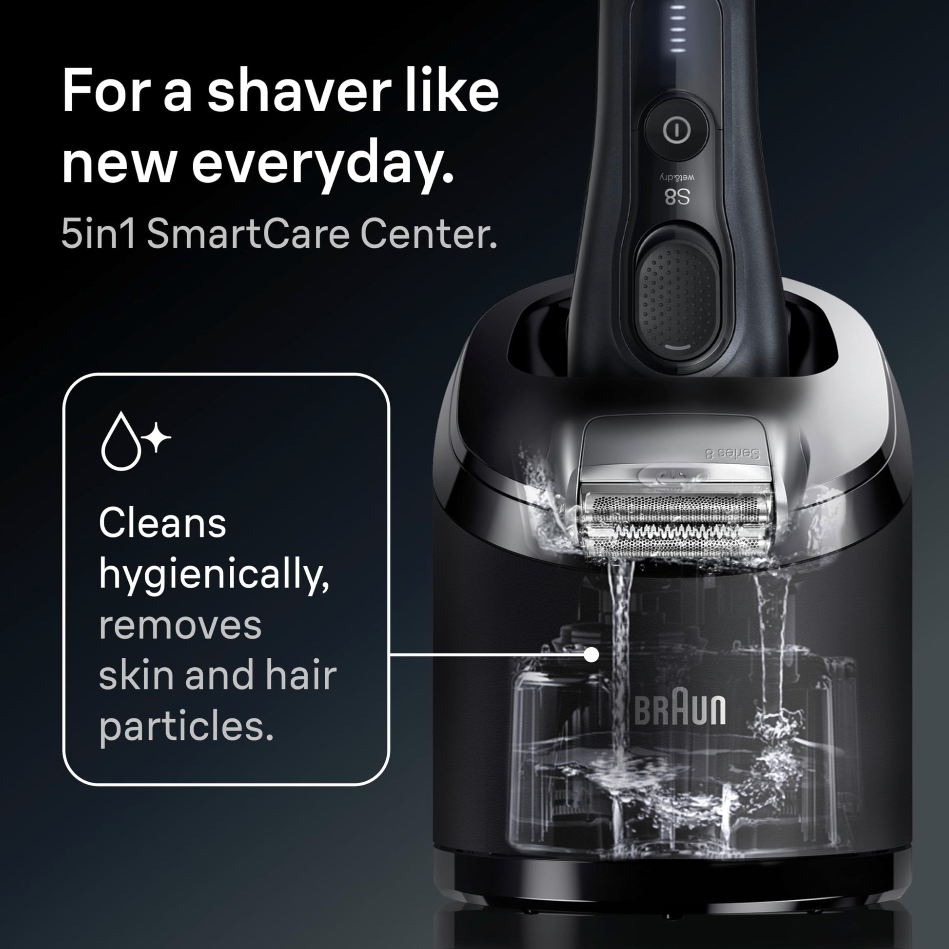 Braun Series 8 Electric Razor for Men, with 4+1 Shaving Elements & Precision Long Hair Trimmer, Close & Gentle Even on Dense Beards, Wet & Dry Electric Razor with 60min Runtime, 8517s Galvano Silver Gsupps Australia