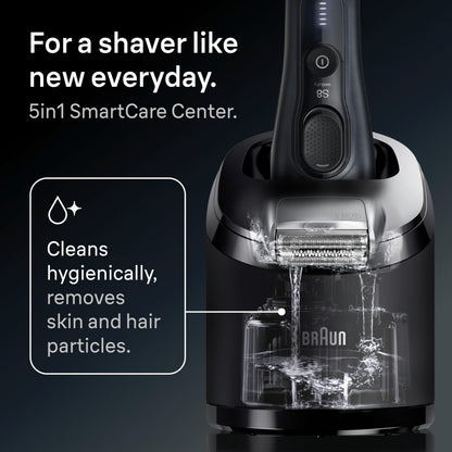 Braun Series 8 Electric Razor for Men, with 4+1 Shaving Elements & Precision Long Hair Trimmer, Close & Gentle Even on Dense Beards, Wet & Dry Electric Razor with 60min Runtime, 8517s Galvano Silver Gsupps Australia