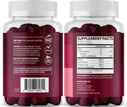 Beet Root Gummies with COQ10 and Grape Seed, Mixed Berry, 30 Servings | Nitric Oxide Supplement with Beetroot, Grape Seed Extract and COQ10 for Performance and Recovery, Vegan, Non-GMO, Gluten-Free Gsupps Australia