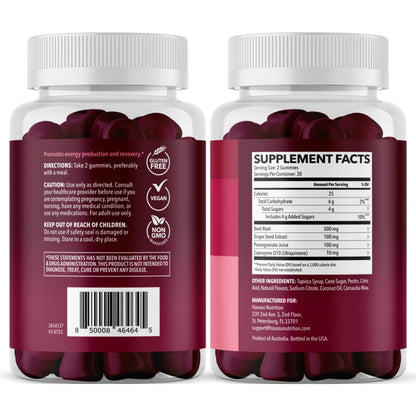 Beet Root Gummies with COQ10 & Pomegranate - Nitric Oxide Supplement for Men and Women - Beetroot for Endurance, Performance, Recovery - Vegan, Non-GMO, Gluten Free HAVASU NUTRITION