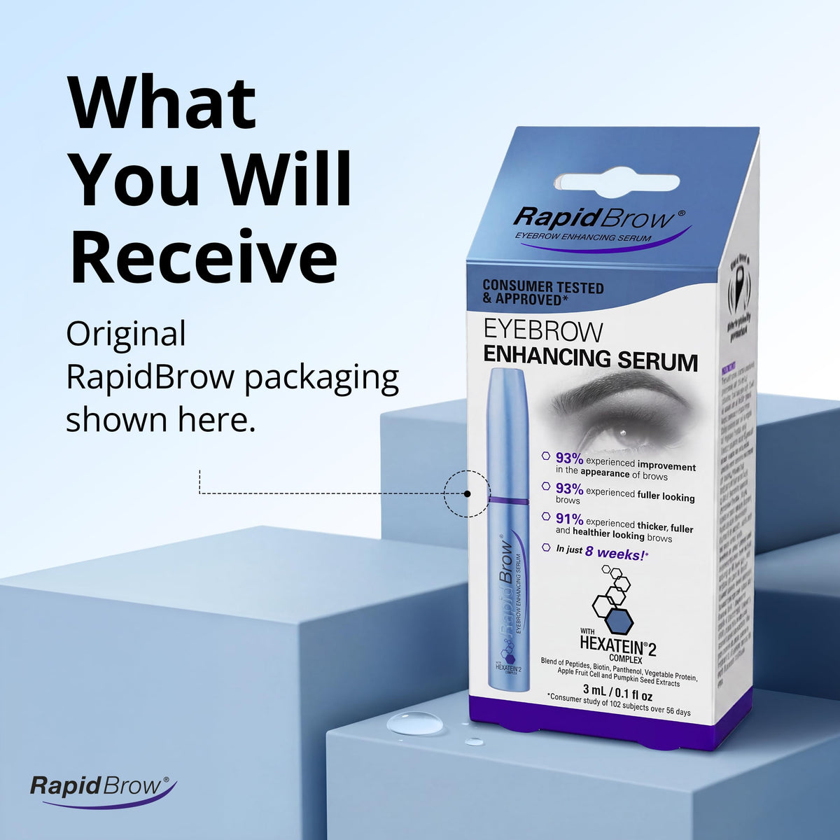 RapidBrow Eyebrow Enhancing Serum - 2 Month Supply, 3mL RapidBrow