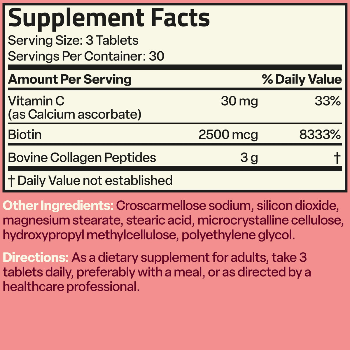 Bronson Collagen Peptides 3000mg (per Serving) with Biotin & Vitamin C - for Hair, Skin & Nails Support, Non-GMO, 90 Tablets Bronson