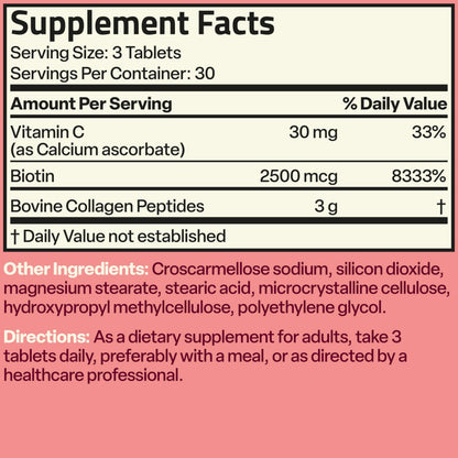 Bronson Collagen Peptides 3000mg (per Serving) with Biotin & Vitamin C - for Hair, Skin & Nails Support, Non-GMO, 90 Tablets Bronson