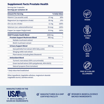 Snap Supplements Prostate Health Supplement with Saw Palmetto for Men, DHT Blocker - Helps Support Male Urinary Tract and Prostate for Mens Health Snap Supplements