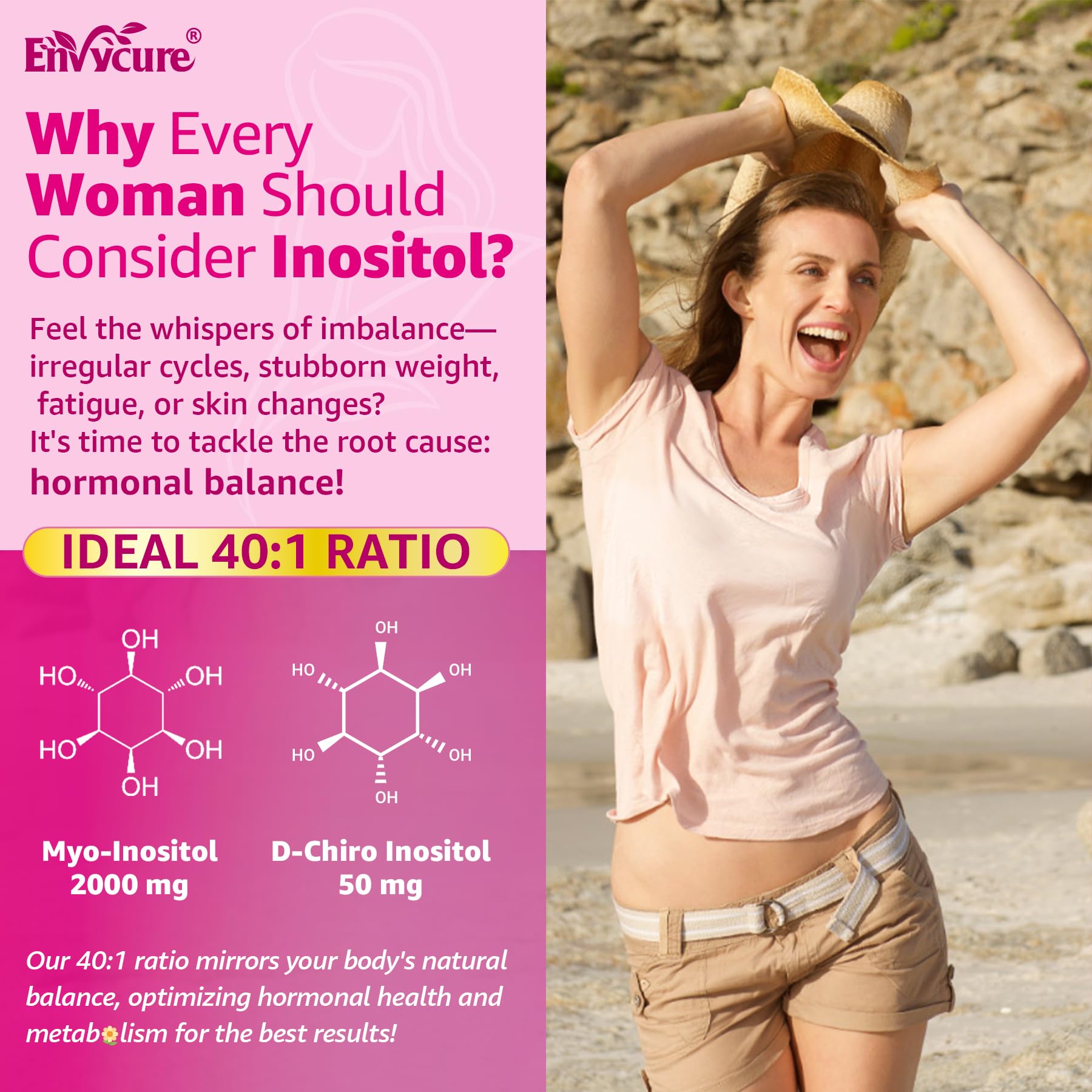Myo-Inositol & D-Chiro Ideal 40:1, Inositol + Omega-3(3:1) Gummies, Hormone Balance for Women | Sugar Free Inositol Gummies w/Omega 3 DHA:EPA (3:1), Inositol Supplement for Cycle Health, Vegan, 60 Ct EnvyCure buy australia supplements