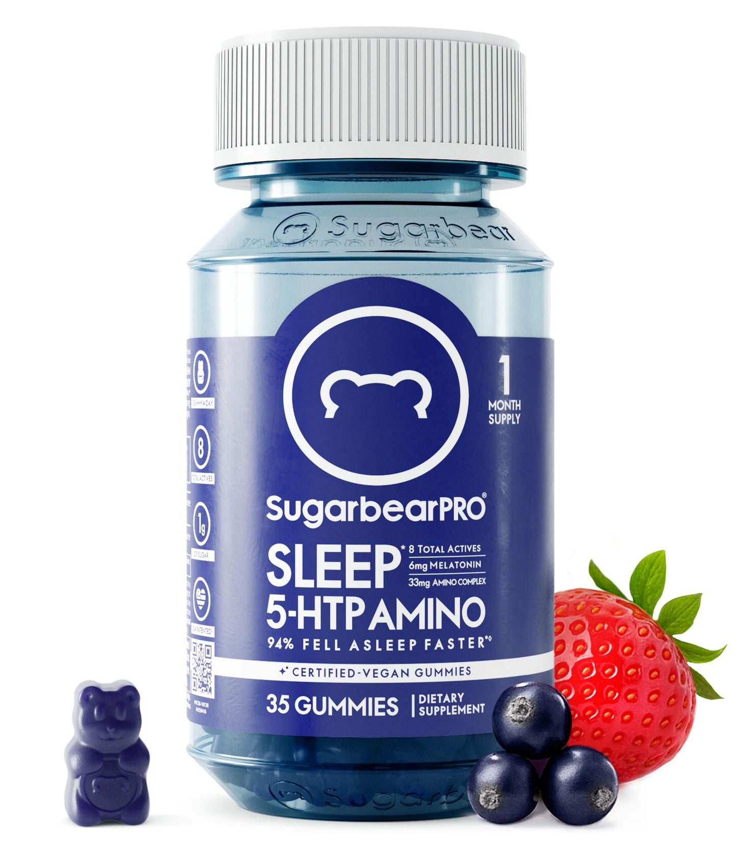 SugarBearPro Sleep Gummy 2 Month Supply, Extra Strength Melatonin 6mg, for Men & Women, Vegan Vitamin B6, L-Theanine, 5 HTP, Valerian, Sleep Aid for Adults & Teens, Certified Kosher