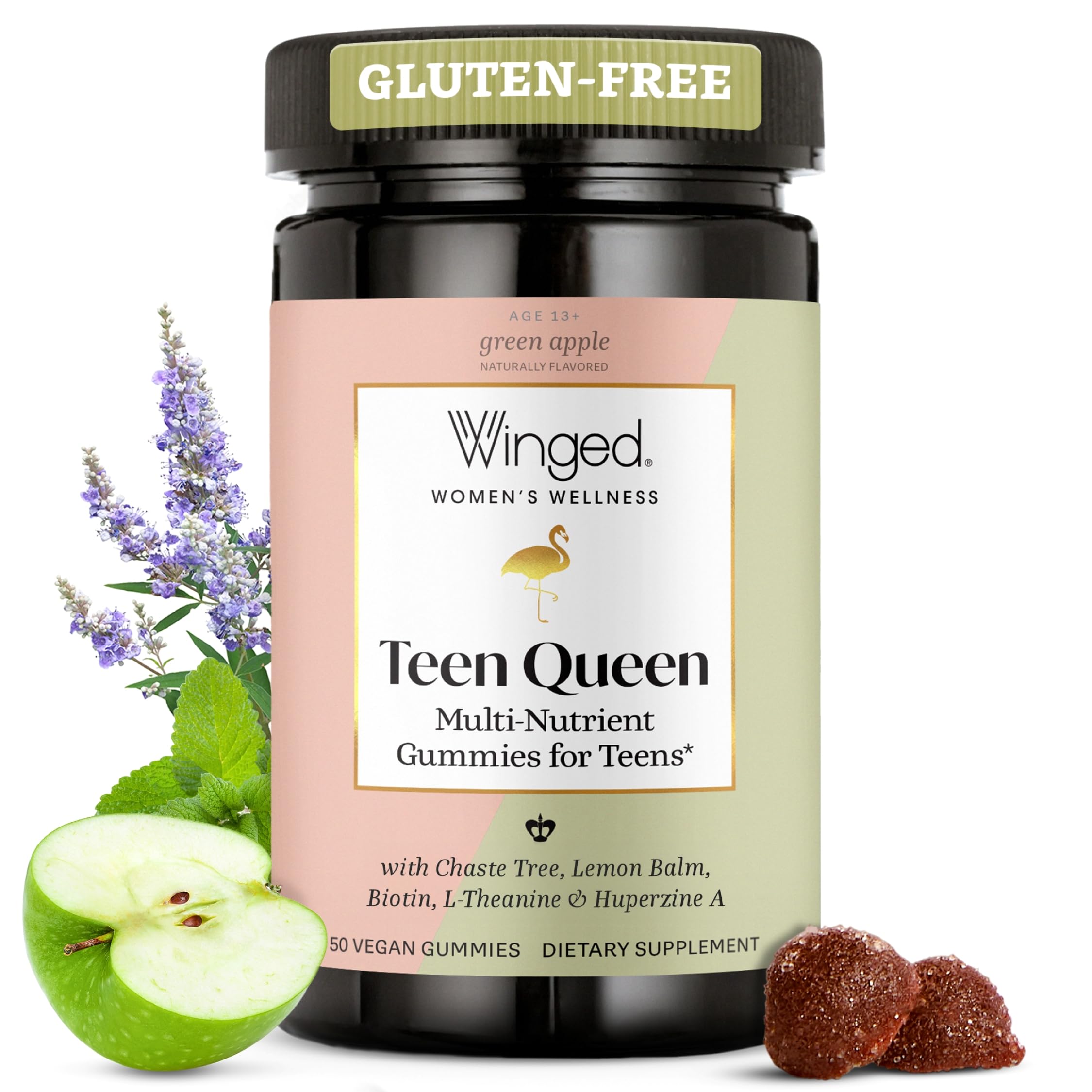 Winged Wellness Multivitamin Gummies for Teen Girls - Teen Vitamins for Mood & Hormonal Health - Vegan Gummy Supplement with Chaste Tree, Lemon Balm, L-Theanine, Probiotics & Biotin - 50 Gummies Winged Wellness buy australia supplements