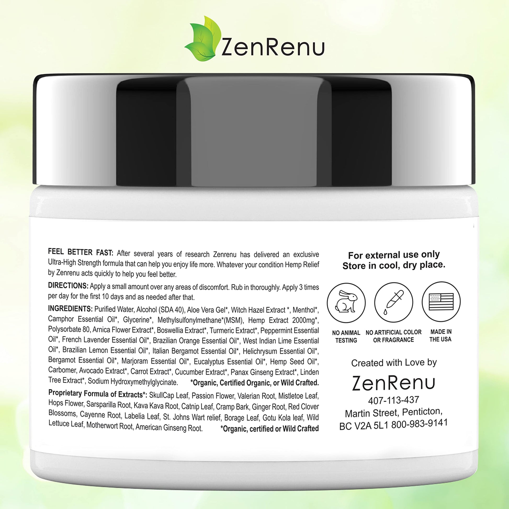 Hemp Cream Maximum Strength - Menthol Rub with Hemp Oil, Arnica, Lavender, Aloe Vera, Kava Kava, & Camphor - Natural Hemp Muscle Rub Cream for Skin, Muscles & Joints - ZenRenu, 4 oz Zenrenu buy australia supplements