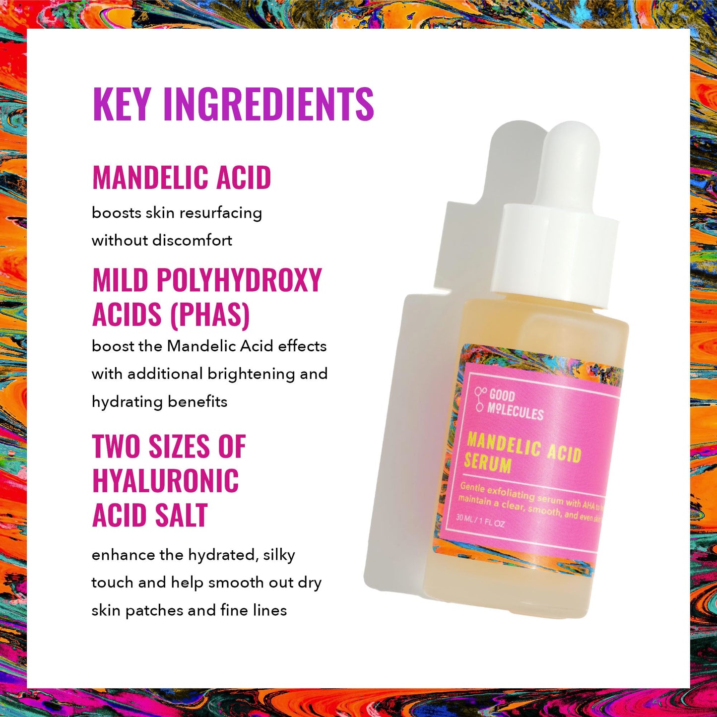Good Molecules Mandelic Acid Serum - Gentle Face Exfoliator Serum with Ultra Hydrating Hyaluronic Acid Good Molecules