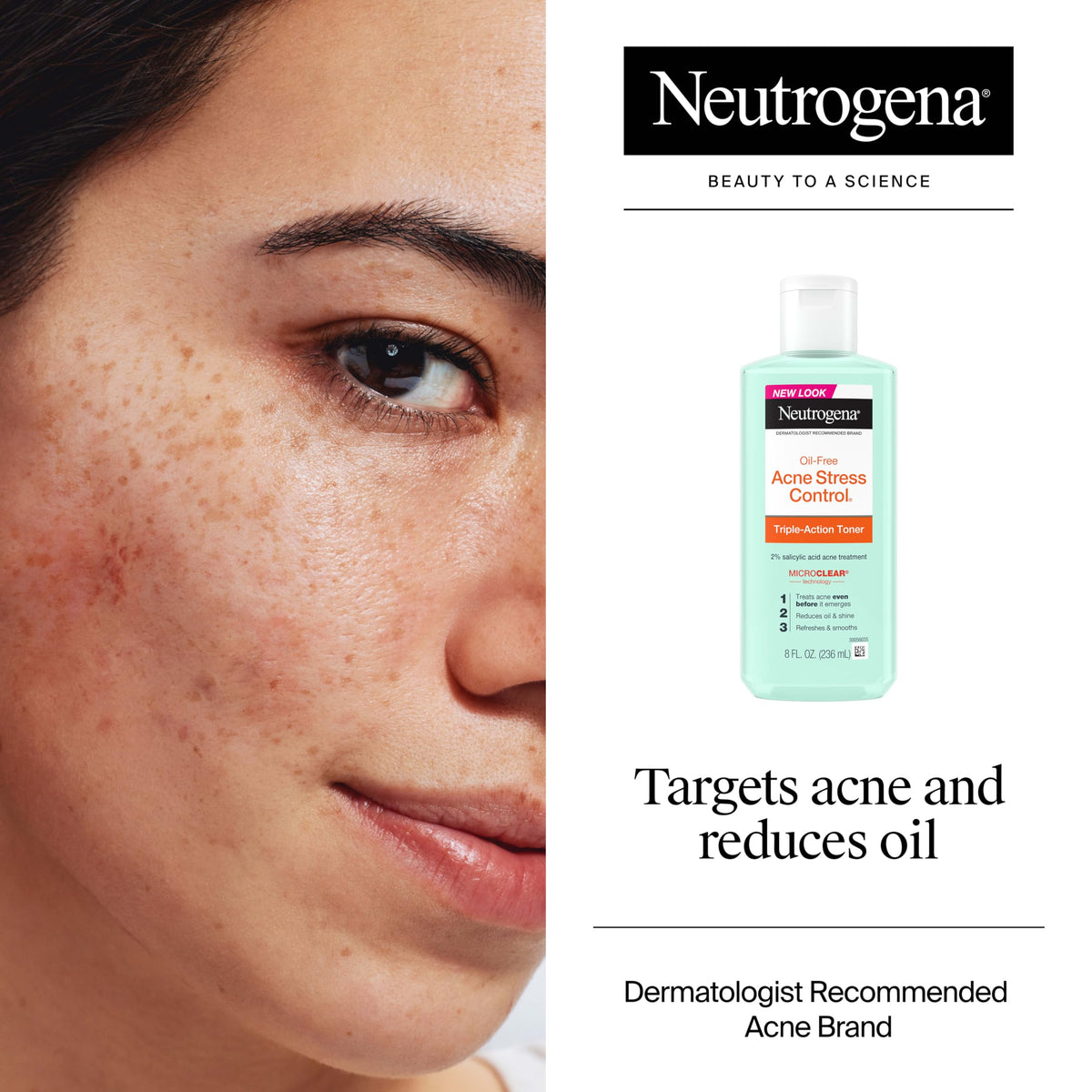 Neutrogena Acne Stress Control Face Toner, 2% Salicylic Acid, 8 fl. oz Neutrogena