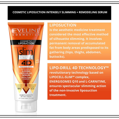 Eveline Slim Extreme 4D Liposuction Body Serum, 8.80 Fluid Ounce EVELINE COSMETICS