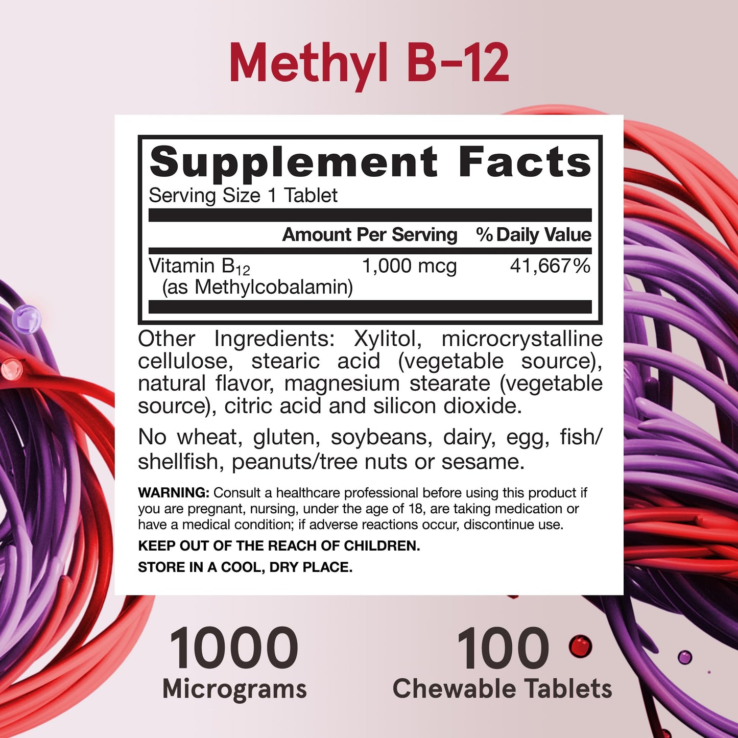Jarrow Formulas Methyl Vitamin B-12 1000 mcg, 100 Chewable Tablets, Lemon Flavored- Bioactive B12 Vitamin - Supports Cellular Energy Production Jarrow Formulas