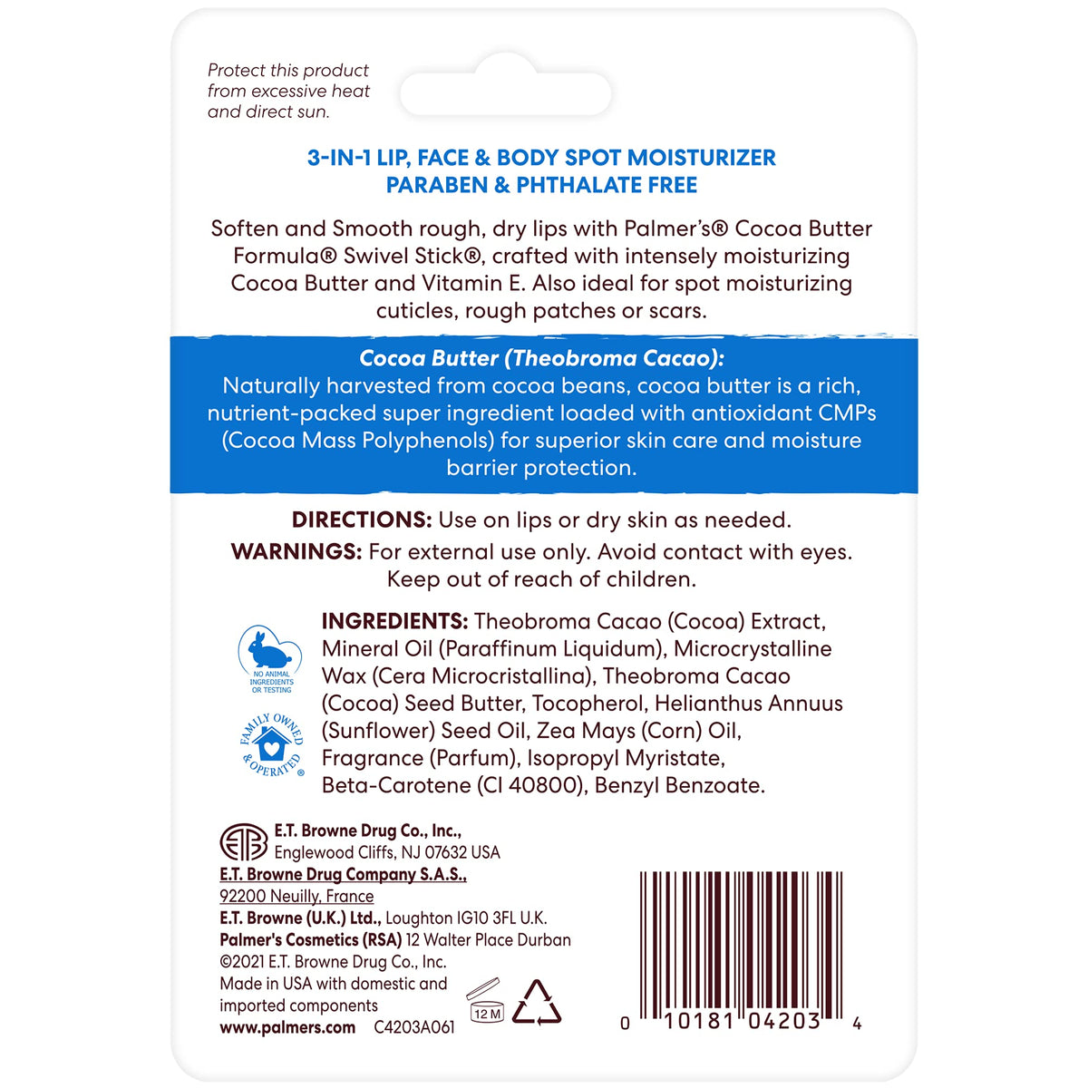 Palmer's Cocoa Butter Lip Balm & Face Body Moisturizer Sticks (Pack of 3) Palmer's
