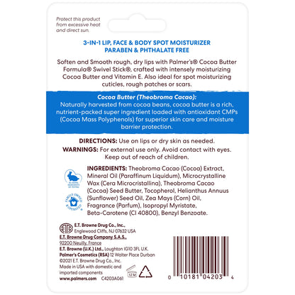 Palmer's Cocoa Butter Lip Balm & Face Body Moisturizer Sticks (Pack of 3) Palmer's