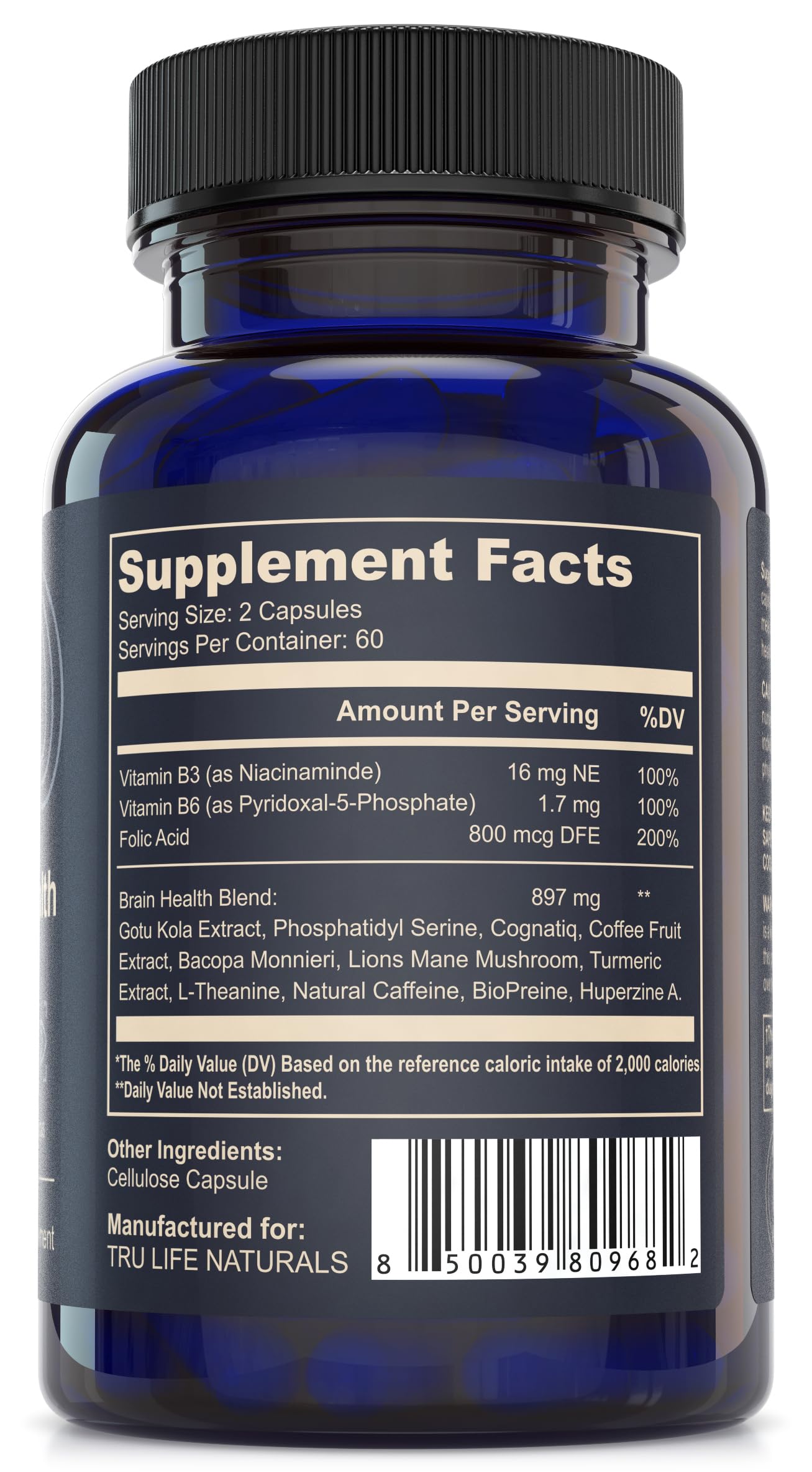 NEUROACT Brain Health Memory, Focus, Concentration, Mental Clarity with CognatiQ, Vitamin B3 & B6 | Manage Stress & Elevate Mood | Holistic Brain Health Formula, Sustained Energy & Well Being TRULIFE NATURALS