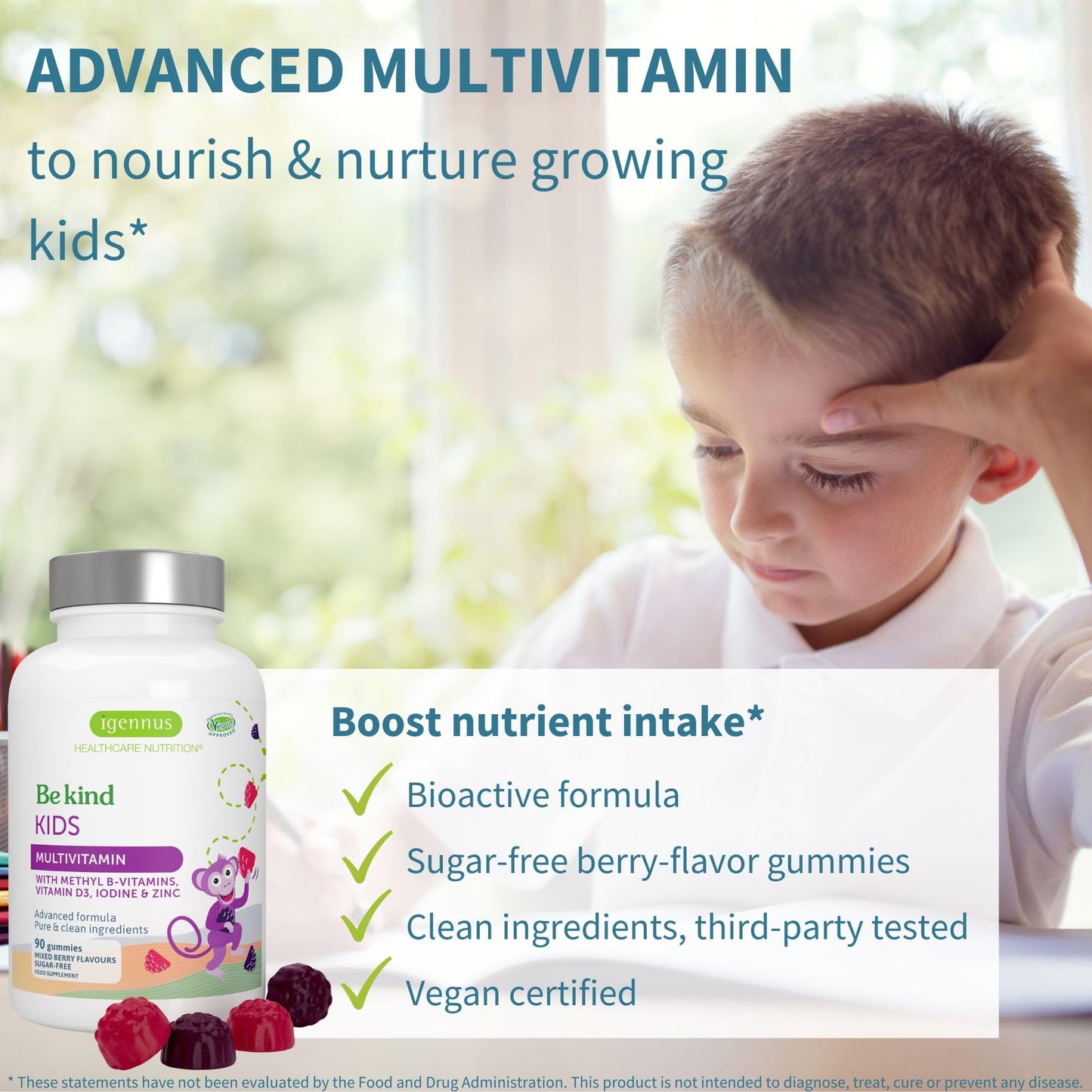 Igennus Methylated Kids Multivitamin Gummies, Clean Label & Third Party Tested, No Artificial Sweeteners or Flavors, Sugar Free, Age 4+, 90 Natural Berry Flavor Igennus Healthcare Nutrition