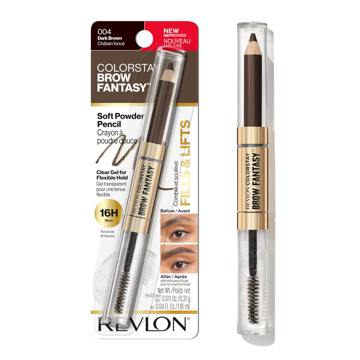 Revlon ColorStay Brow Fantasy Pencil & Gel, 004 Dark Brown REVLON