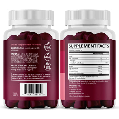 Beet Root Gummies with COQ10 and Grape Seed, Mixed Berry, 30 Servings | Nitric Oxide Supplement with Beetroot, Grape Seed Extract and COQ10 for Performance and Recovery, Vegan, Non-GMO, Gluten-Free Gsupps Australia
