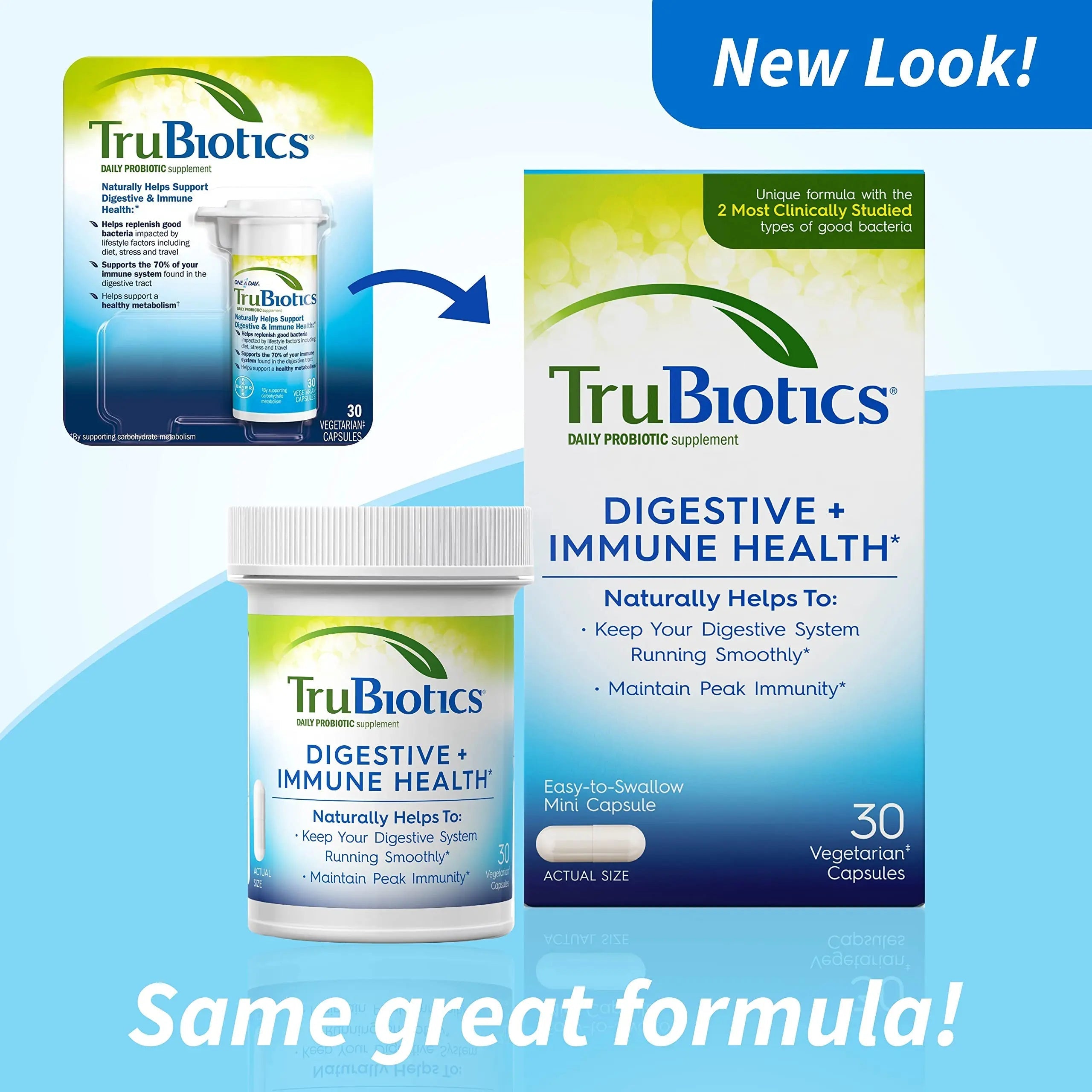 TruBiotics Probiotics for Digestive & Immune Health, Supports Regularity & Helps Relieve Abdominal Discomfort, Gas & Bloating, 2 Clinically Studied Probiotic Strains, Plus Prebiotics, 30 Capsules TruBiotics buy australia supplements