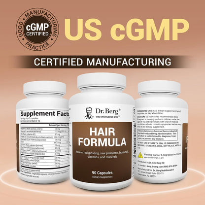 Dr. Berg All-in-One Vitamins for Hair, Skin, & Nails - Advanced Formula with Biotin, Saw Palmetto, DHT Blocker, & Trace Minerals - 90 Veg Capsules