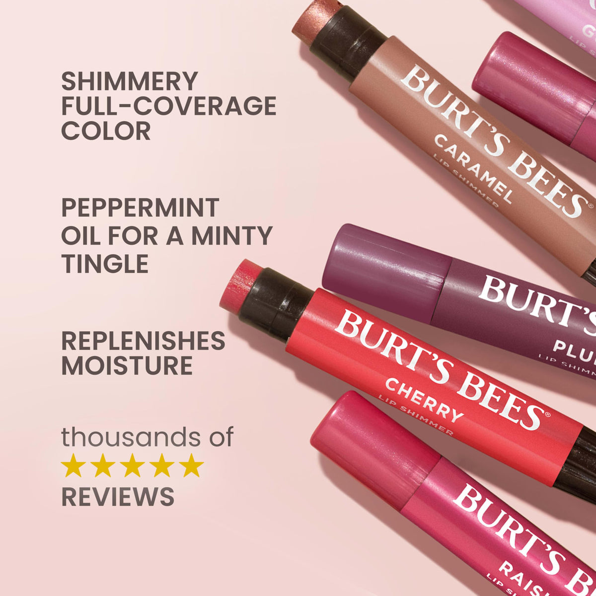 Burt's Bees Lip Shimmer Nude Collection, Tinted Lip Balm, 0.09 oz., 3 Tubes Burt's Bees