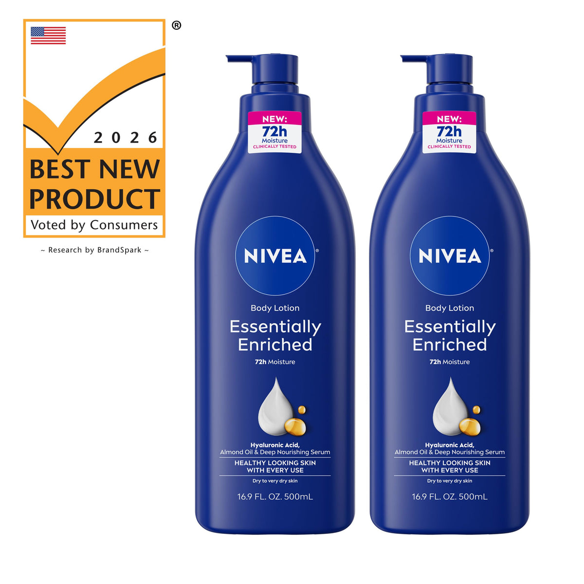 NIVEA Essentially Enriched Body Lotion, Value Pack, 2 x 16.9 FL OZ NIVEA