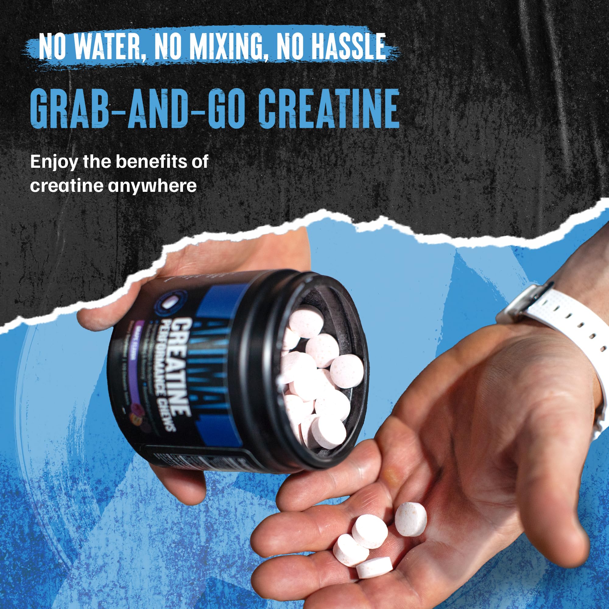 Animal Creatine Chews Tablets - Enhanced Creatine Monohydrate with AstraGin to Improve Absorption, Sea Salt for Added Pumps, Delicious and Convenient Chewable Tablets - Fruit Punch Animal buy australia supplements