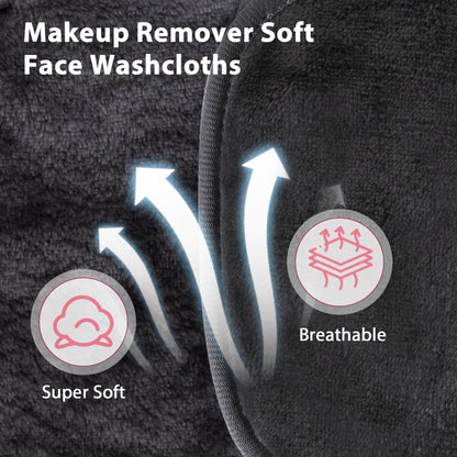 Makeup Remover Cloth, 6" x 6" Makeup Remover Towels Reusable Face Cloth for Washing Face, Makeup Remover Pads Microfiber Face Washcloth with Mesh Bag, 12 Pack, Grey Natwag
