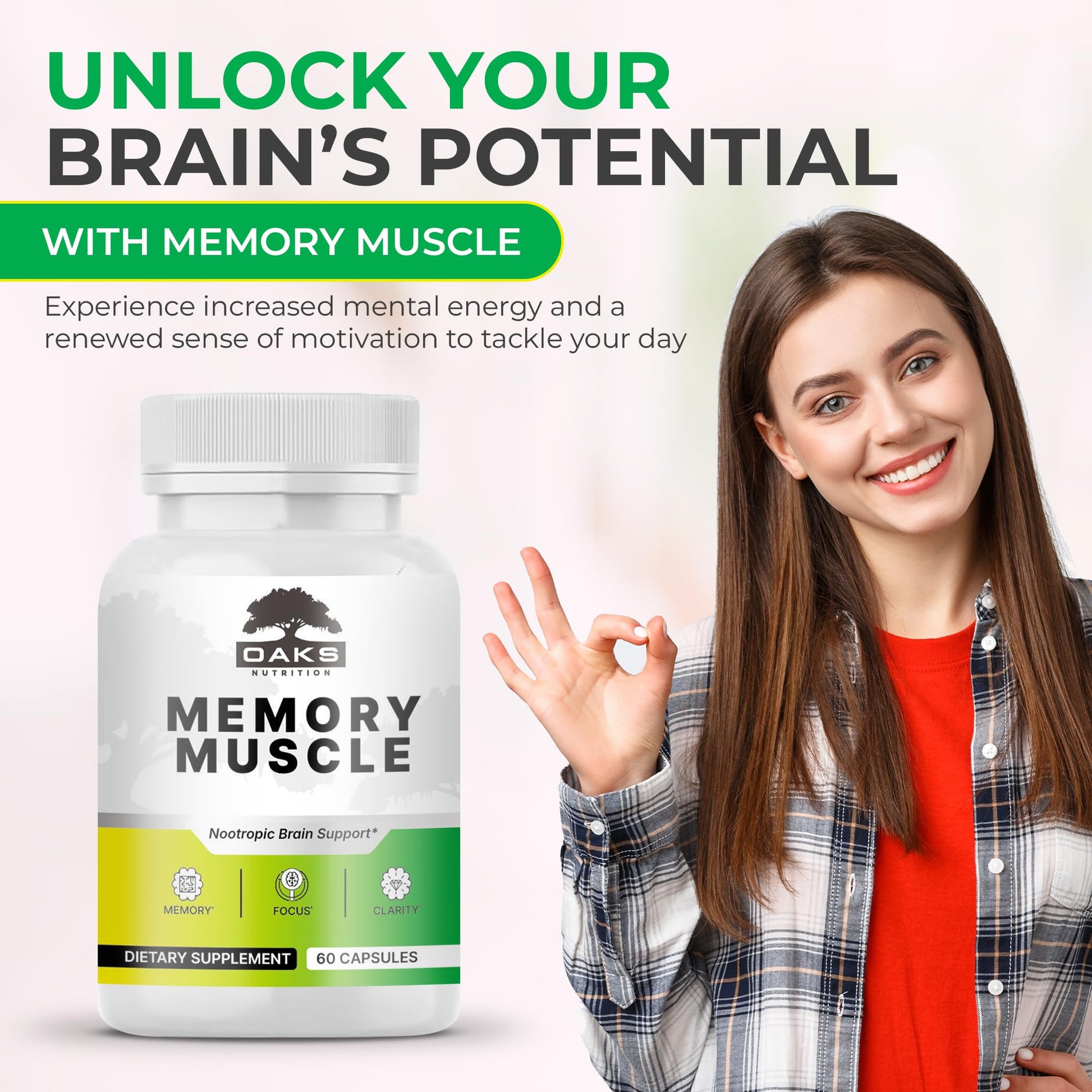 Memory Muscle – Advanced Nootropic Brain Supplement with Vitamin B12, Bacopa Monnieri & DMAE for Focus, Memory, Mental Clarity & Clean Energy – Premium Cognitive Support Formula Oaks Nutrition buy australia supplements