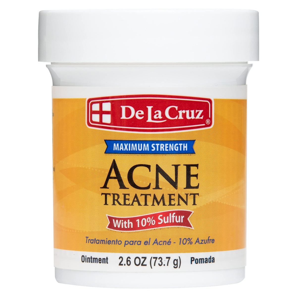 De La Cruz 10% Sulfur Ointment, Cystic Acne Treatment Face, Body 2.6oz jar De La Cruz