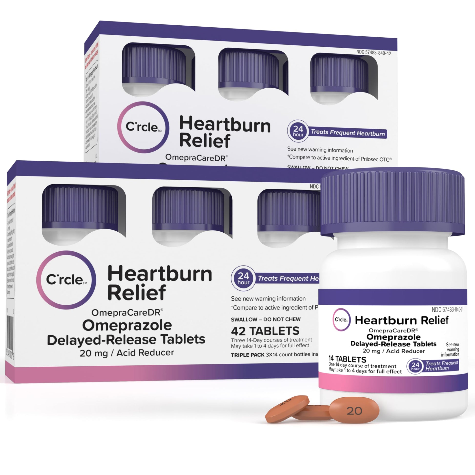 Omeprazole 20mg Bulk 84 ct - Heartburn Medicine Omeprazole Tablets - Acid Reducer Pills for Heartburn Relief and Acid Reflux Medicine - Six 14 Ct Bottles C'rcle buy australia supplements