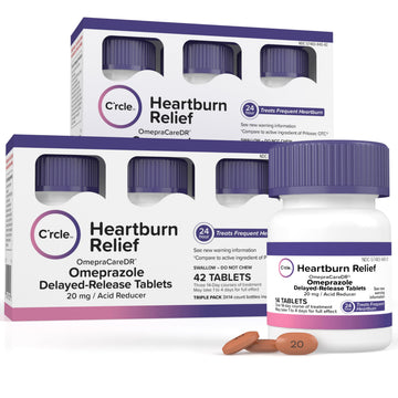 Omeprazole 20mg Bulk 84 ct - Heartburn Medicine Omeprazole Tablets - Acid Reducer Pills for Heartburn Relief and Acid Reflux Medicine - Six 14 Ct Bottles C'rcle buy australia supplements