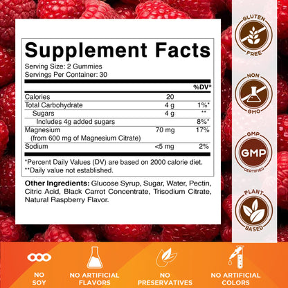 Vitamatic Magnesium Gummies 600mg per Serving – 60 Vegan Gummies – Relaxation, Muscle, Bone & Energy Support – 3 Pack Vitamatic