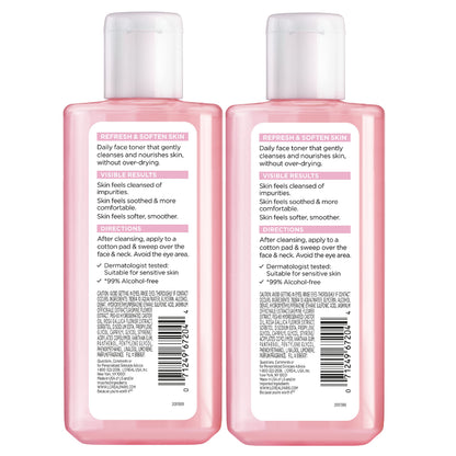 L'Oreal Paris Skincare HydraFresh Toner Face Toner with Pro-Vitamin B5 for a Smoother, Brighter Complexion, 2 Count L'Oreal Paris
