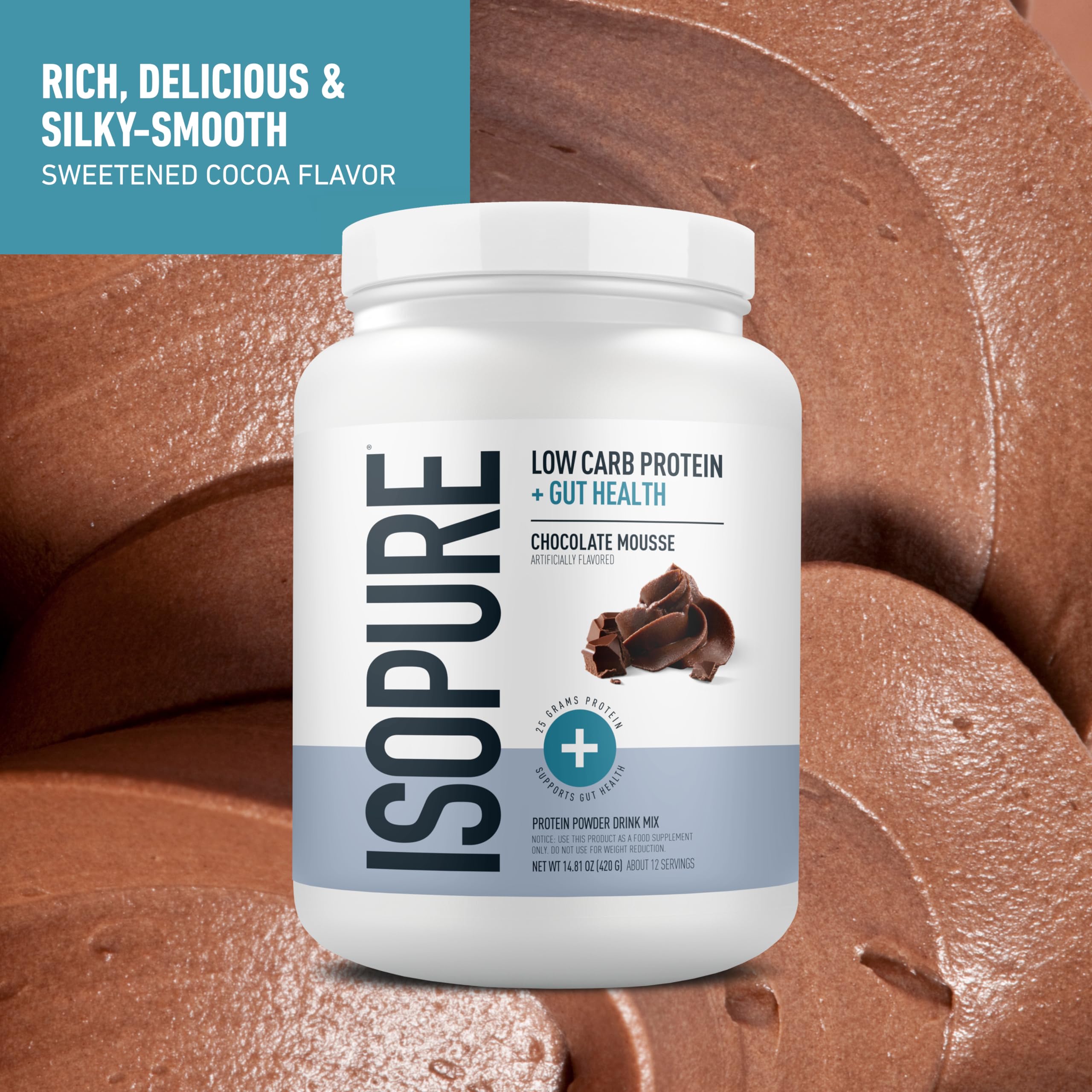 Isopure Protein + Gut Health & Immune Support Powder, Chocolate Mousse, 25g Whey Protein with Prebiotics & Vitamins, 12 Servings (Pack of 1) Isopure buy australia supplements
