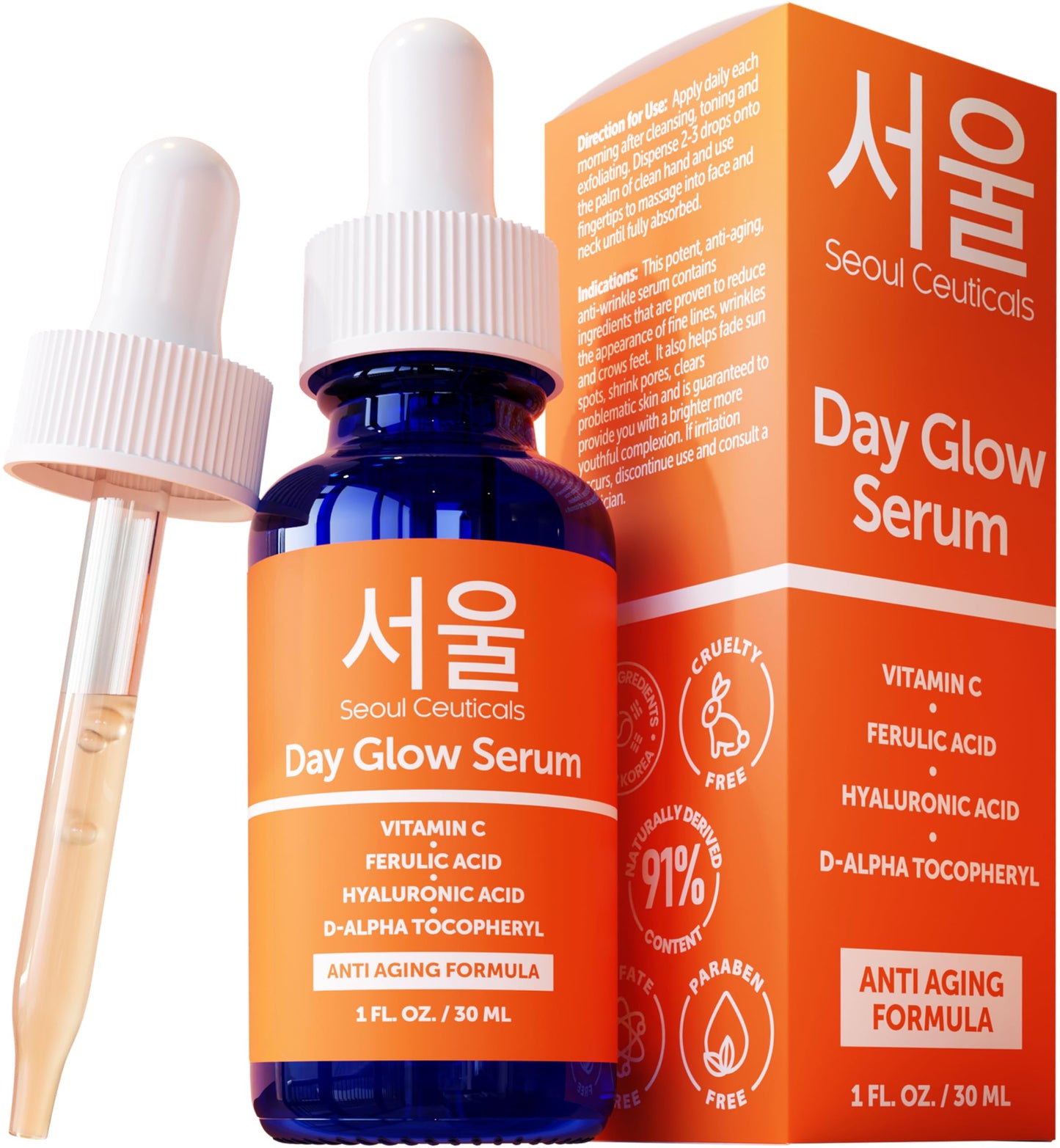 SeoulCeuticals Korean Skin Care 20% Vitamin C Hyaluronic Acid Serum + CE Ferulic Acid SeoulCeuticals